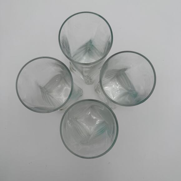 Vintage Tumblers Glasses Square Bottom with a Twist Glassware Set of 4 - Picture 5 of 8